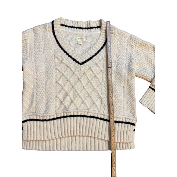 ANTHROPOLOGIE Maeve The Tillie V-Neck Pullover Sweater Sz XS Petite Ivory Chunky - Picture 5 of 11